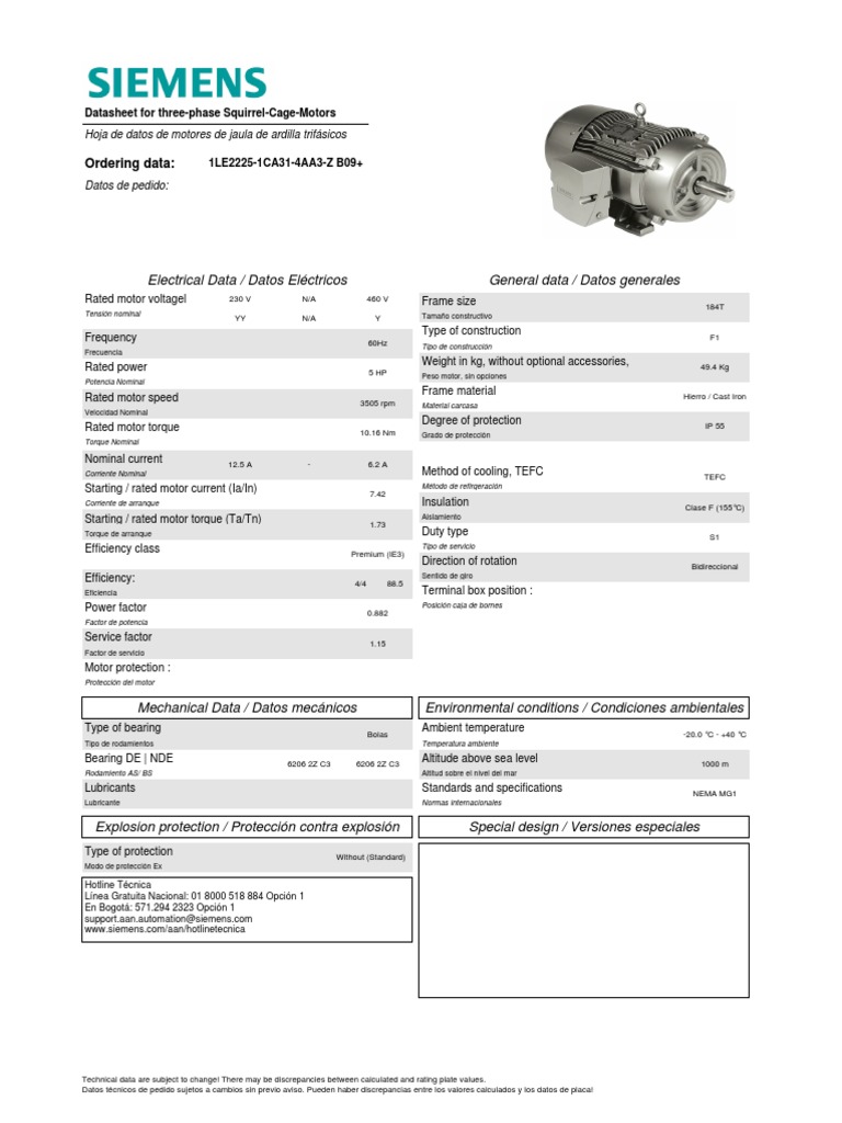 Motor Siemens | PDF | Fuerza | Cantidad