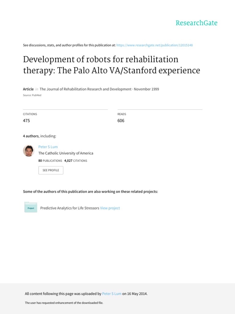 Development of Robots For Rehabilitation Therapy T PDF | PDF ...