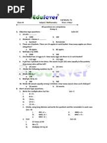 Cbse Class 3 Math Sample Paper 75