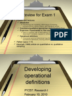 Exam 1 Review Operational Definitions