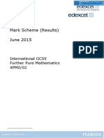 Mark Scheme (Results) June 2015: International GCSE Further Pure Mathematics 4PM0/02