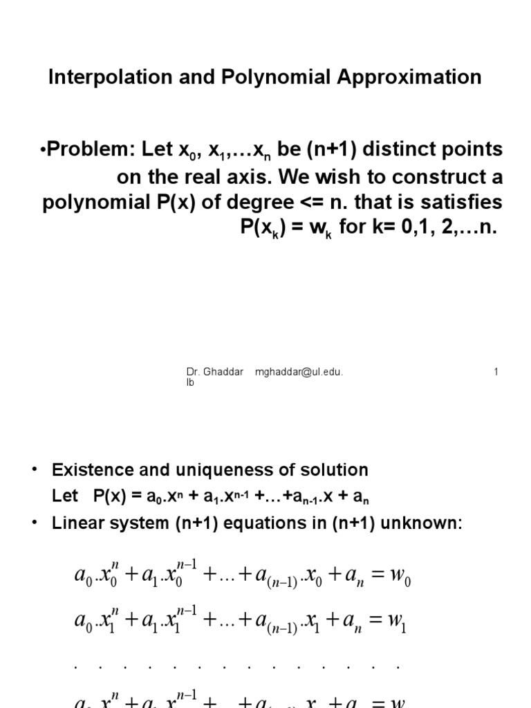 Interpolation and Polynomial Methods | PDF | Interpolation | System Of ...