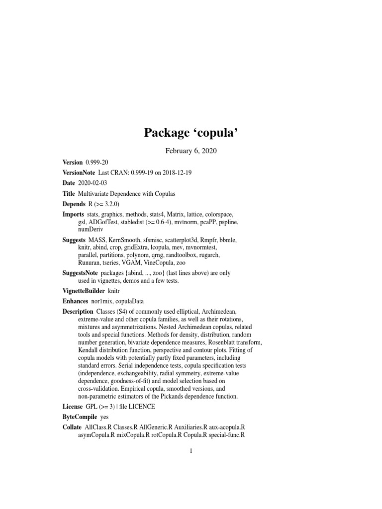 Copula Package for R Analysis | PDF | Statistics | Teaching Mathematics