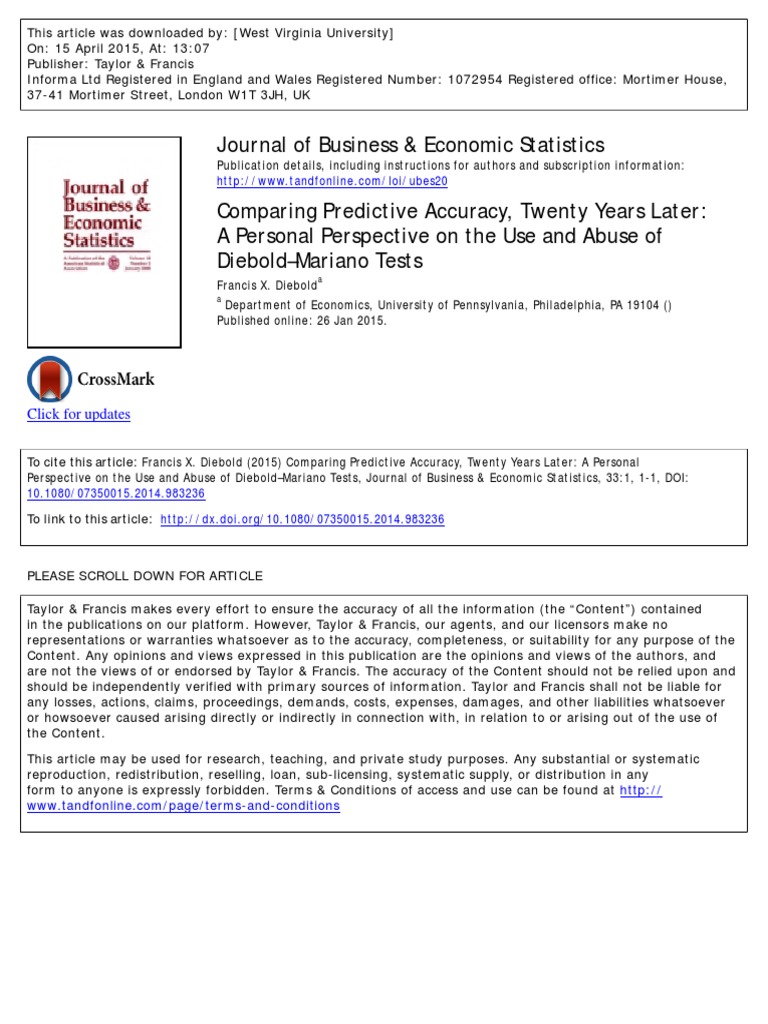 Diebold2015 PDF | PDF | Forecasting | Mean Squared Error