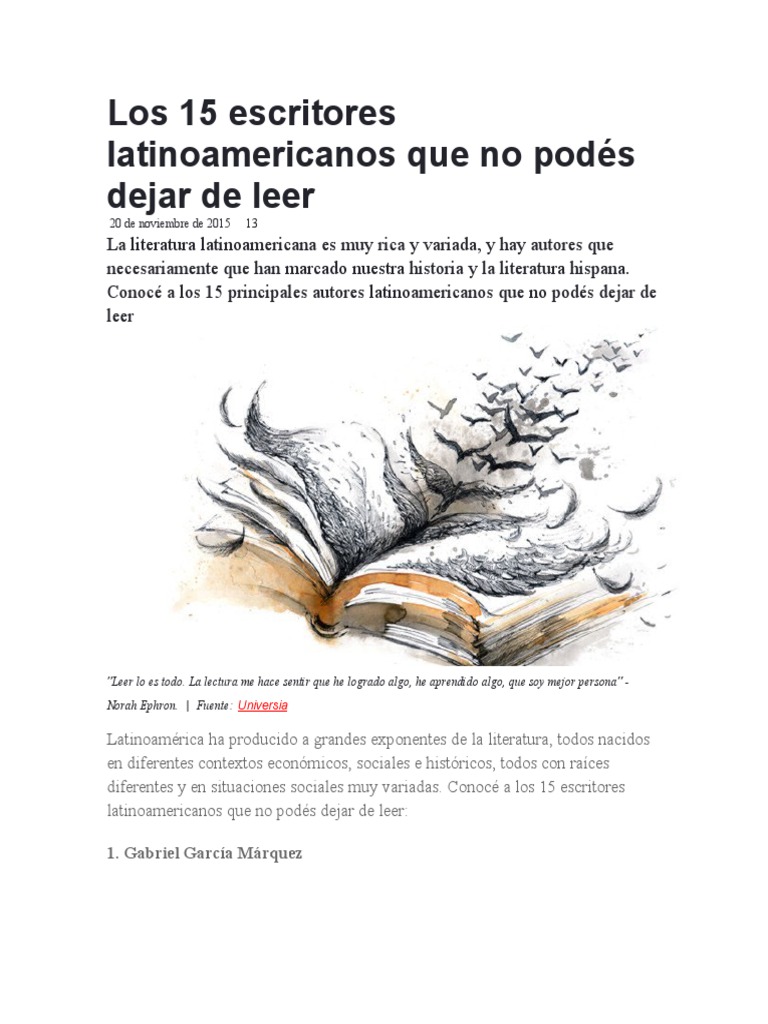 Los 15 Escritores Latinoamericanos Que No Podes Dejar De Leer Gabriel Garcia Marquez America Latina