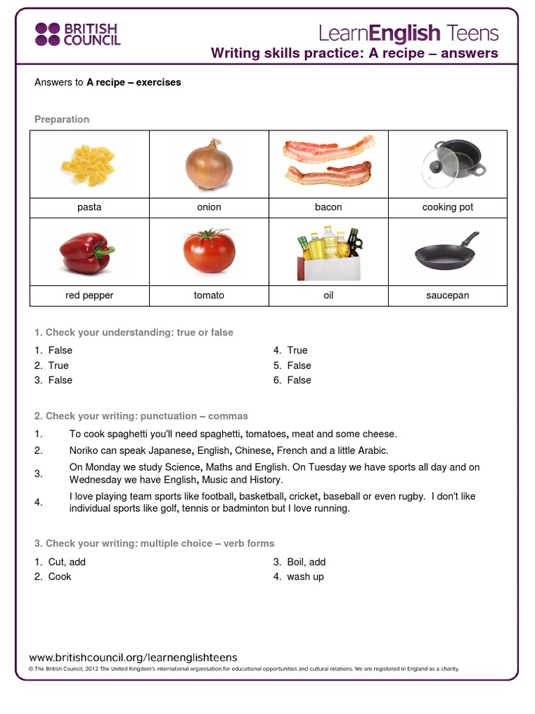 Recipe Writing Practice for Students | PDF