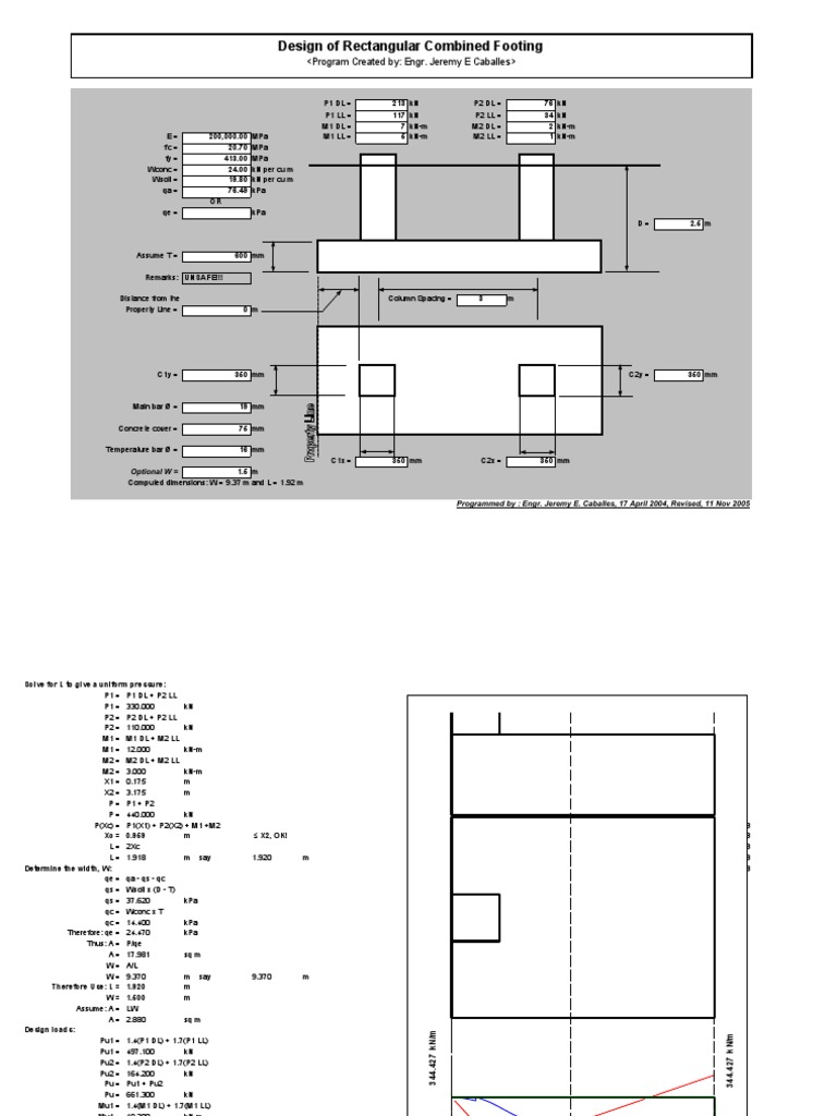 Rectangular Combined Footing Design | PDF | Quantity | International ...