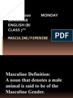 6 APRIL 2020 Monday Grammar English (B) Class 7: Masculine/Femenine