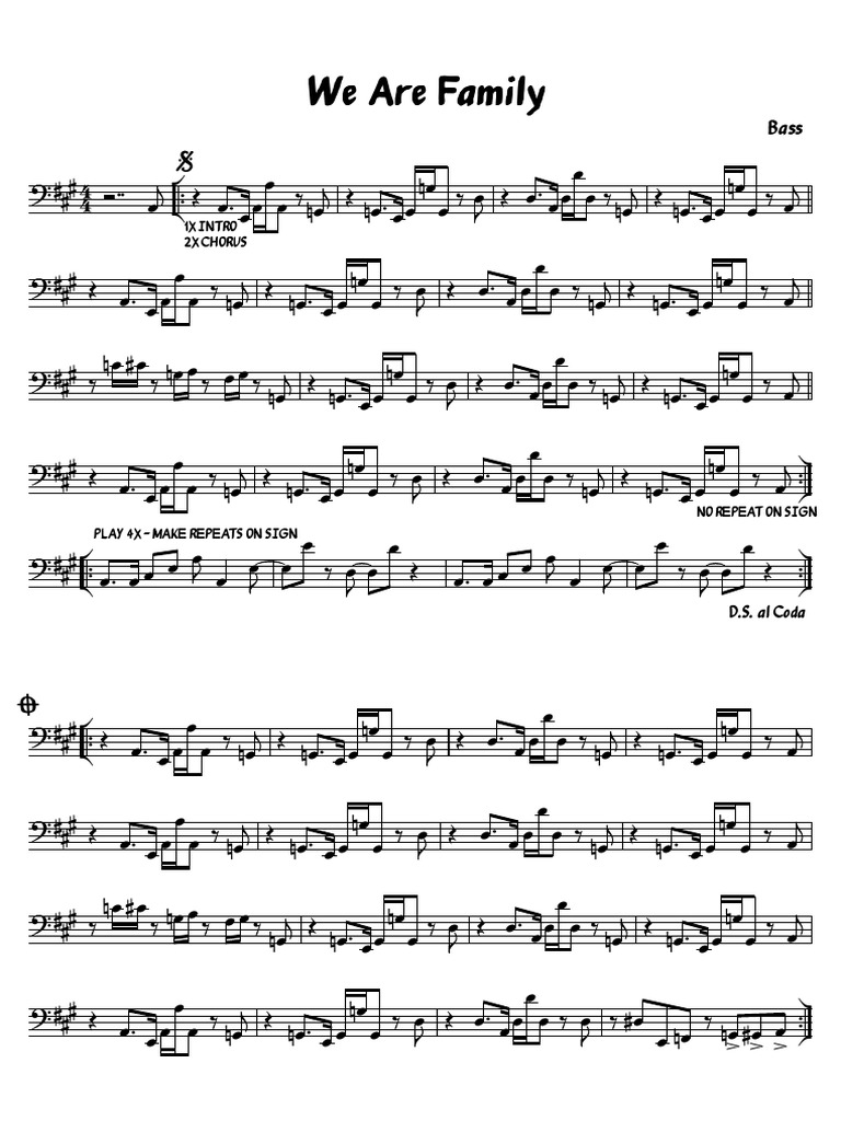 We Are Family Bass PDF