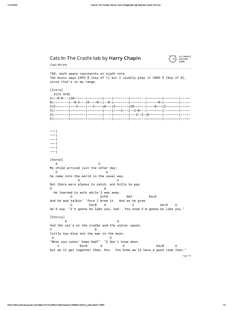 Cats in The Cradle Tab by Harry Chapin PDF
