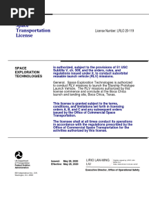 SpaceX Starship Prototype Suborbital FAA Launch License - May 27 2020