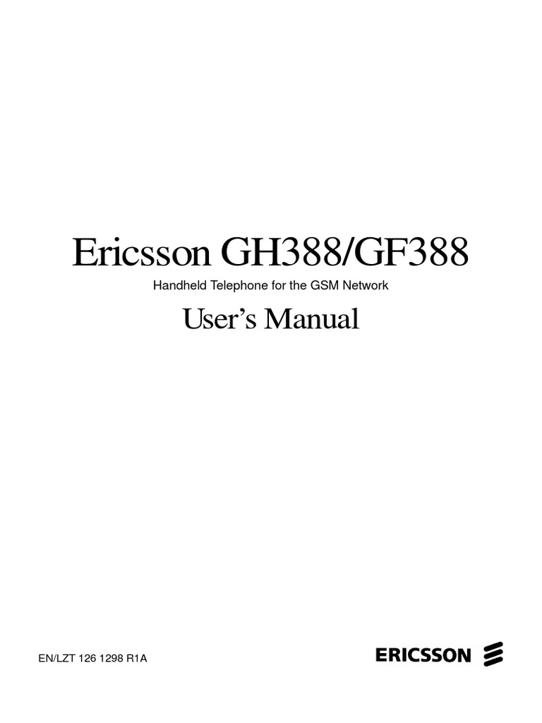 Ericsson GH388/GF388: User's Manual | PDF | Personal Identification ...