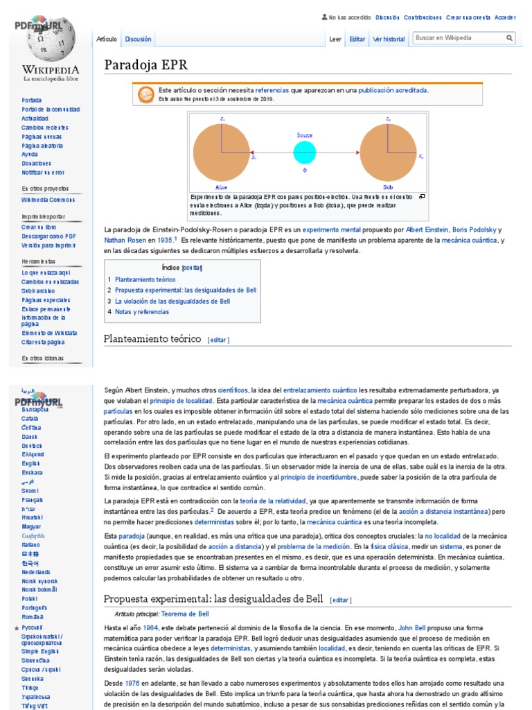 Paradoja EPR PDF Física moderna Epistemología de la ciencia