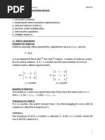 Topic 7: Matrices and Determinants Objectives