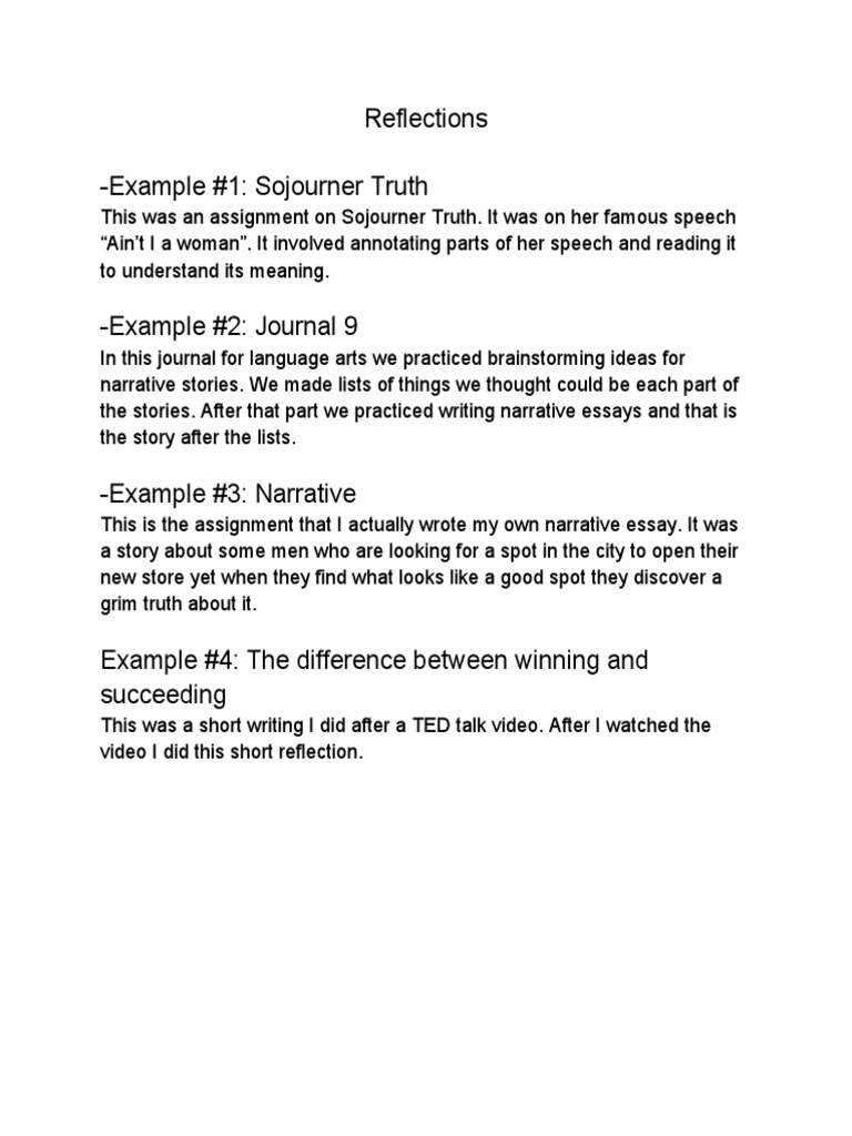 Reflections on Writing Assignments | PDF | Language Arts & Discipline ...