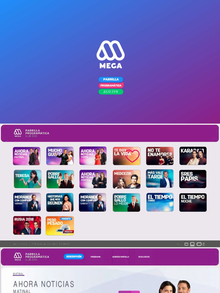 Programación de Mega: Julio 2016 | PDF | Medición de audiencia | Business