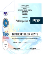 Public Speaker Award: (School)