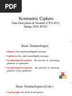 Symmetric Ciphers: Data Encryption & Security (CEN-451) Spring 2020, BUKC