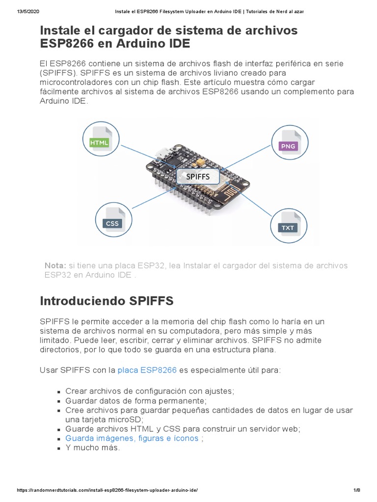 Instale El ESP8266 Filesystem Uploader en Arduino IDE - Tutoriales de ...