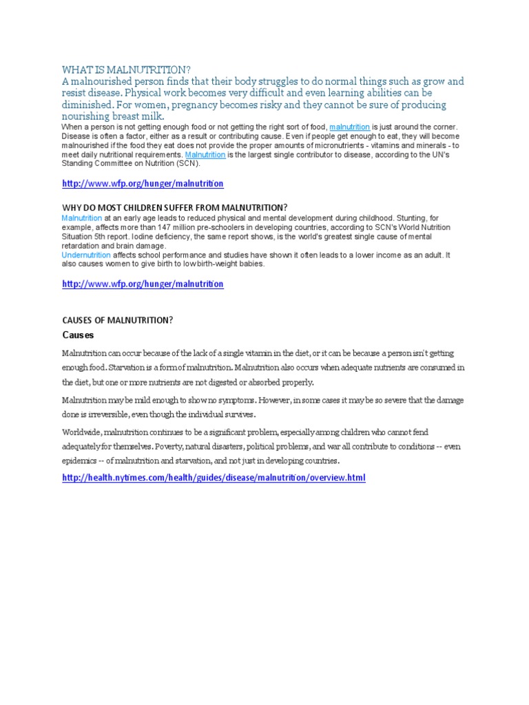Understanding Malnutrition Causes and Effects | PDF