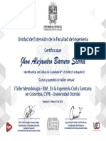 Certificado Académico - I Seminario Bim Ing Sanitaria y Civil