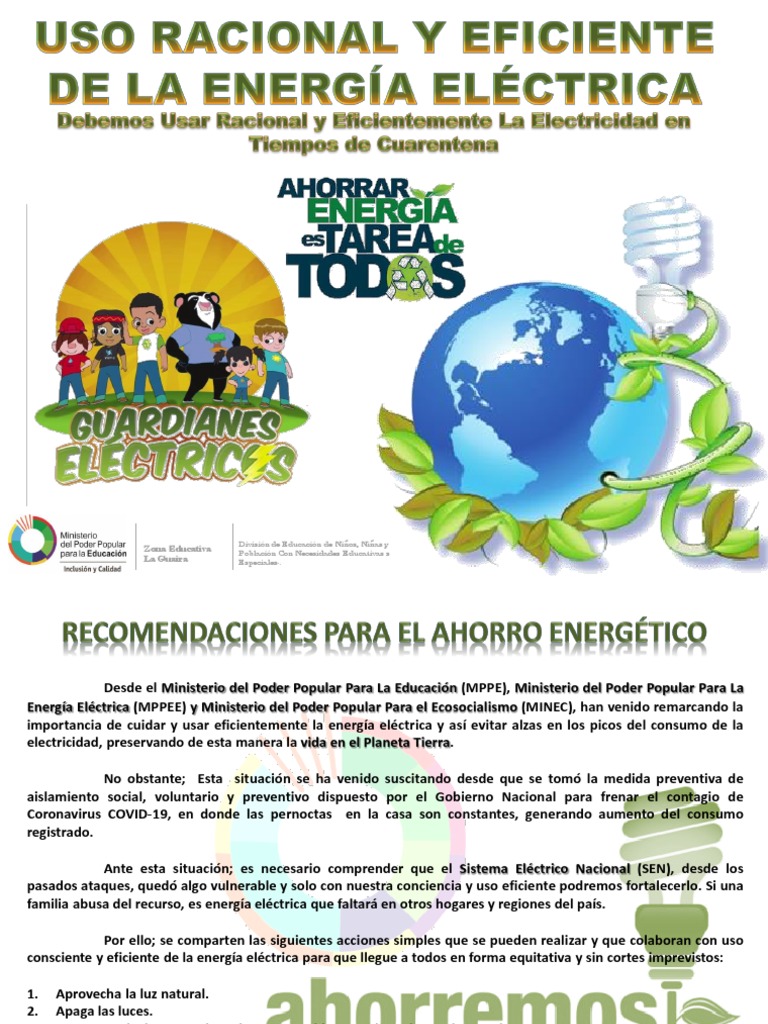 Uso Eficiente de la Energía Eléctrica Infantil | PDF | Naturaleza ...