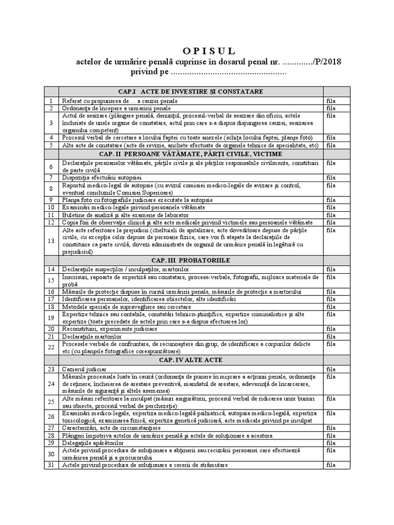 Model Opis Dosare Penale | PDF