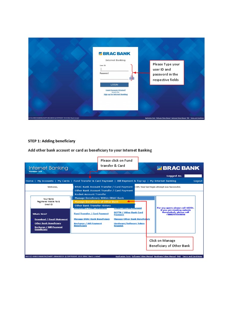 STEP 1 Adding Beneficiary Add Other Bank Account or Card As Beneficiary To Your