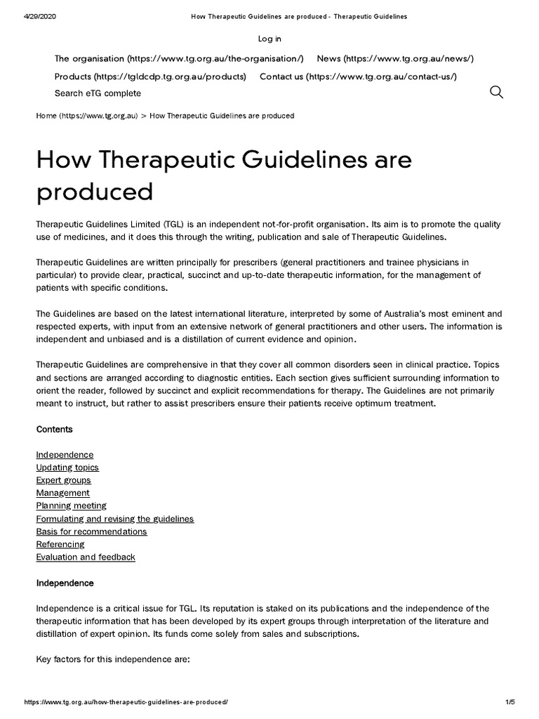How Therapeutic Guidelines Are Produced - Therapeutic Guidelines | PDF ...