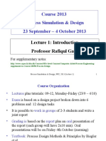 Process Simulation & Design Lecture 1 Introduction