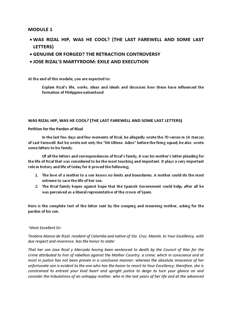 Rizal's Last Words and Farewell Letters | PDF | Mystery, Thriller ...