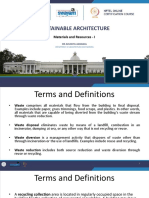 Sustainable Architecture: Materials and Resources - I