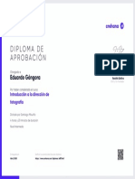 Introduccion A La Direccion de Fotografia 1327710 Certificado Crehana PDF