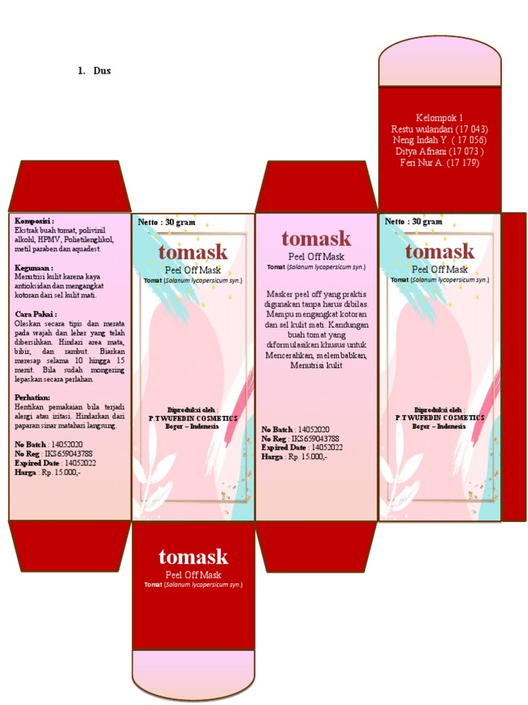 Dus Etiket Brosur Peel of Masker | PDF