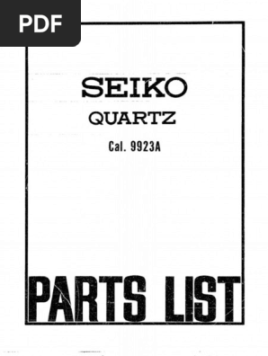 Seiko 9923 Parts List | PDF