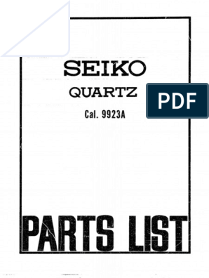 Seiko 9923 Parts List | PDF