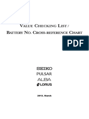 Battery No Cross Reference Chart | PDF | Watch | Electrical Engineering