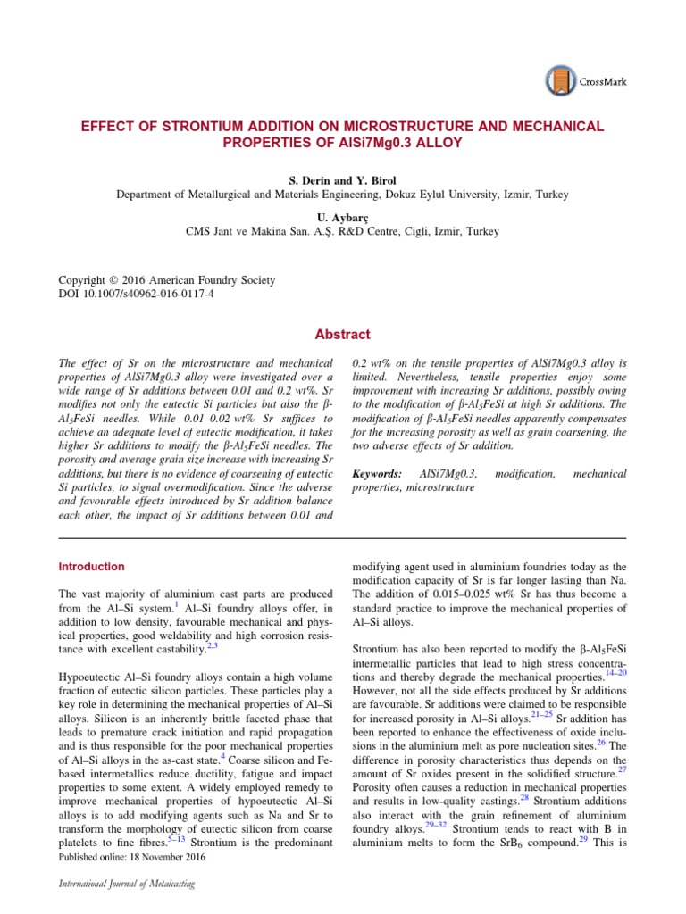 Effect of SR Addition On Microstructure and Mechanical Properties of ...