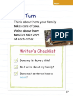 Writer's Checklist: Think About How Your Family Takes Care of You. Write About How Families Take Care of Each Other