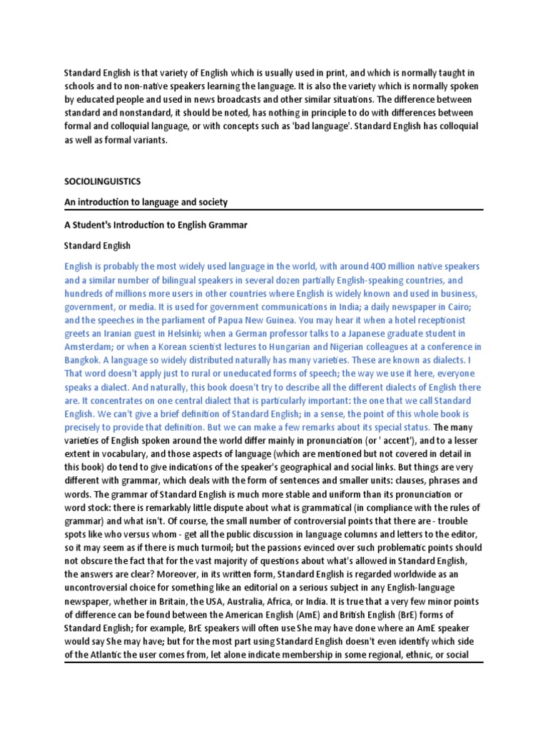 Understanding Standard English | PDF | English Language | Dialect