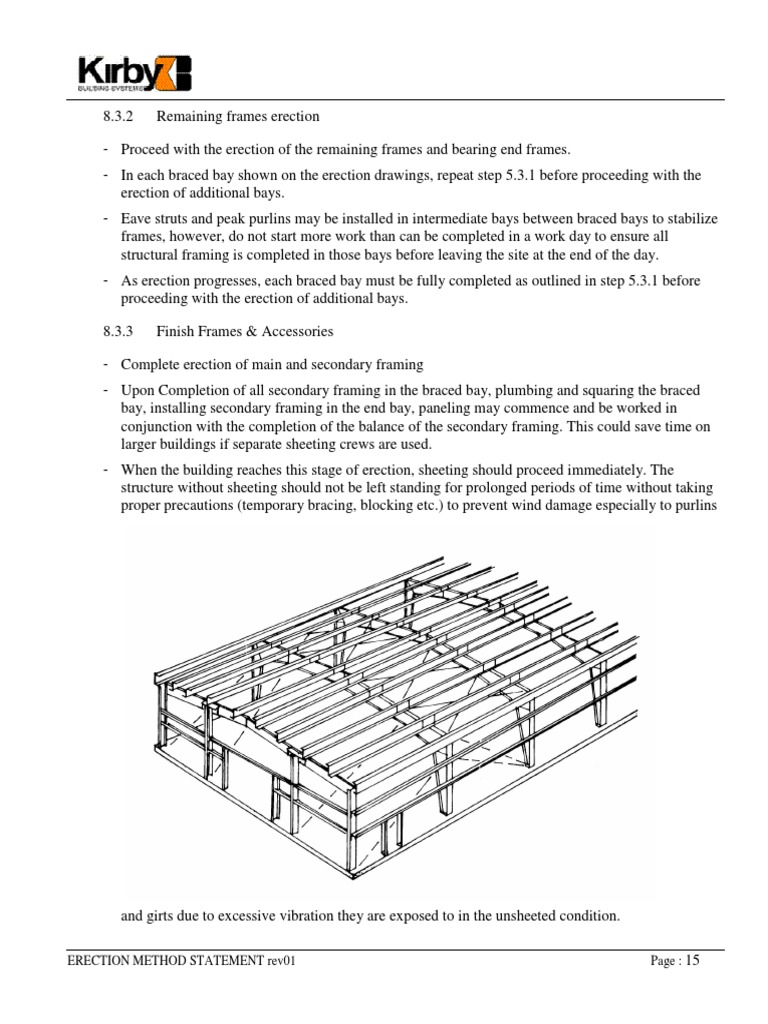 Steel Structure Erection Method Statement | PDF | Roof | Framing ...