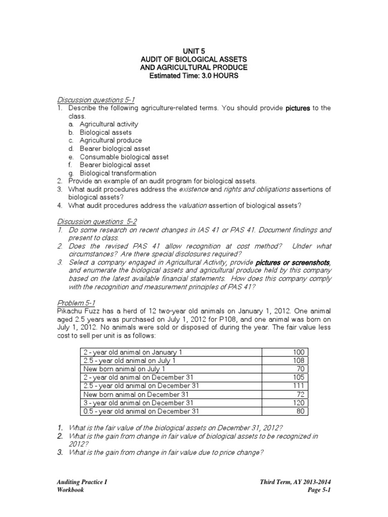 Audit of Biological Assets in Agriculture | PDF | Debits And Credits ...
