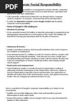 Corporate Social Responsibility: - Some of Google's CSR Relating To