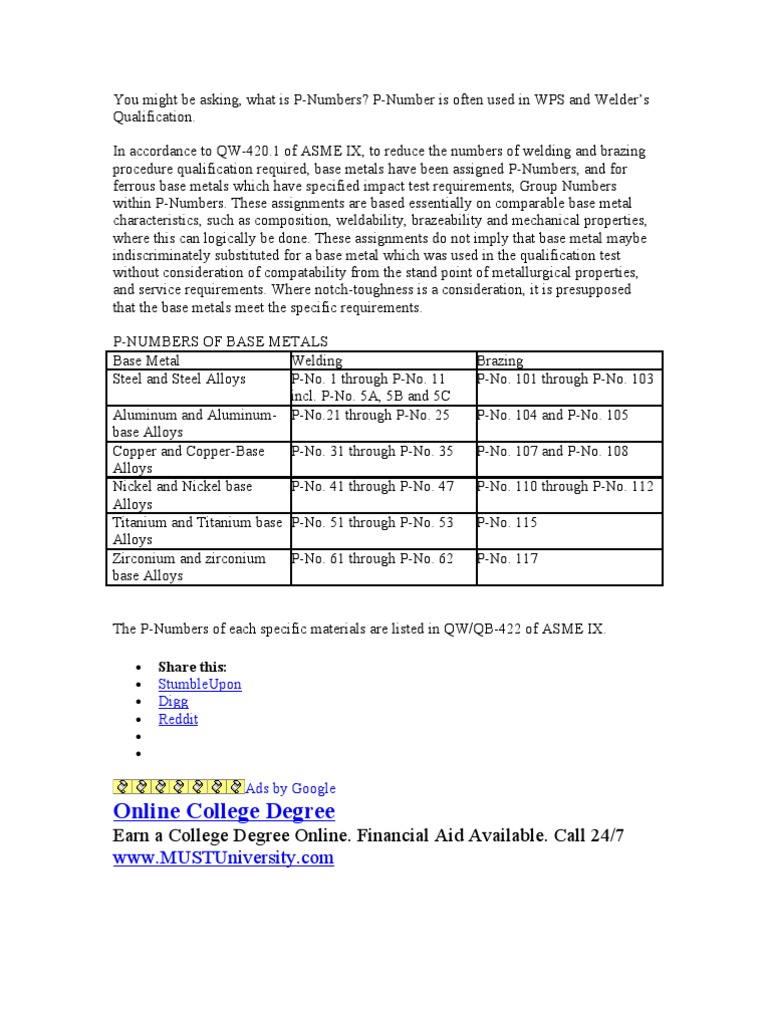 Understanding P-Numbers in Welding | PDF | Alloy | Steel