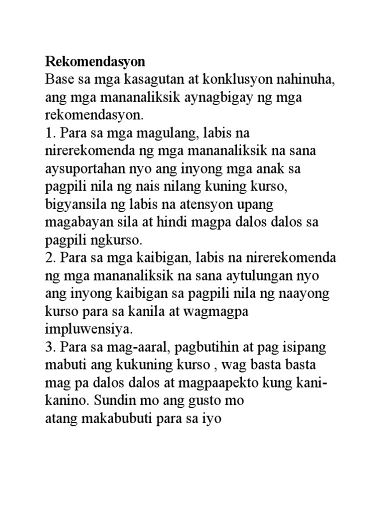 Rekomendasyon Pdf