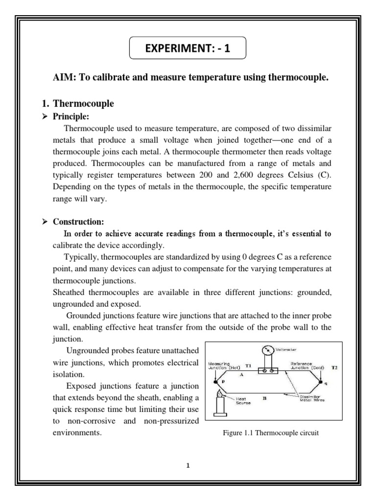 Experiment 1 AIM To Calibrate and Measure Temperature Using