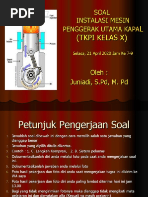Soal Instalasi Mesin Penggerak Utama Ppt
