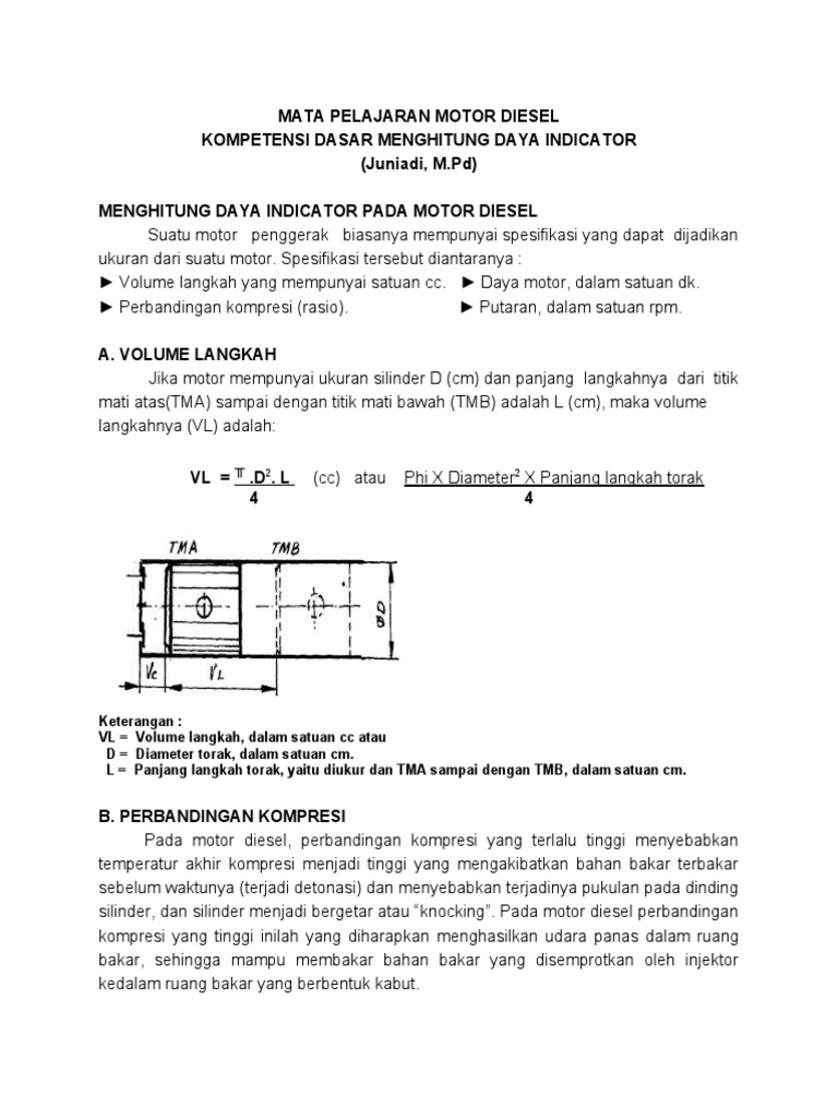 Rumus Daya dan Kompresi Motor Diesel | PDF | Sains & Matematika ...