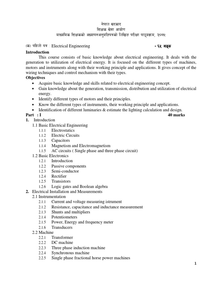 Electrical Engineering Course Overview | PDF | Electrical Network ...