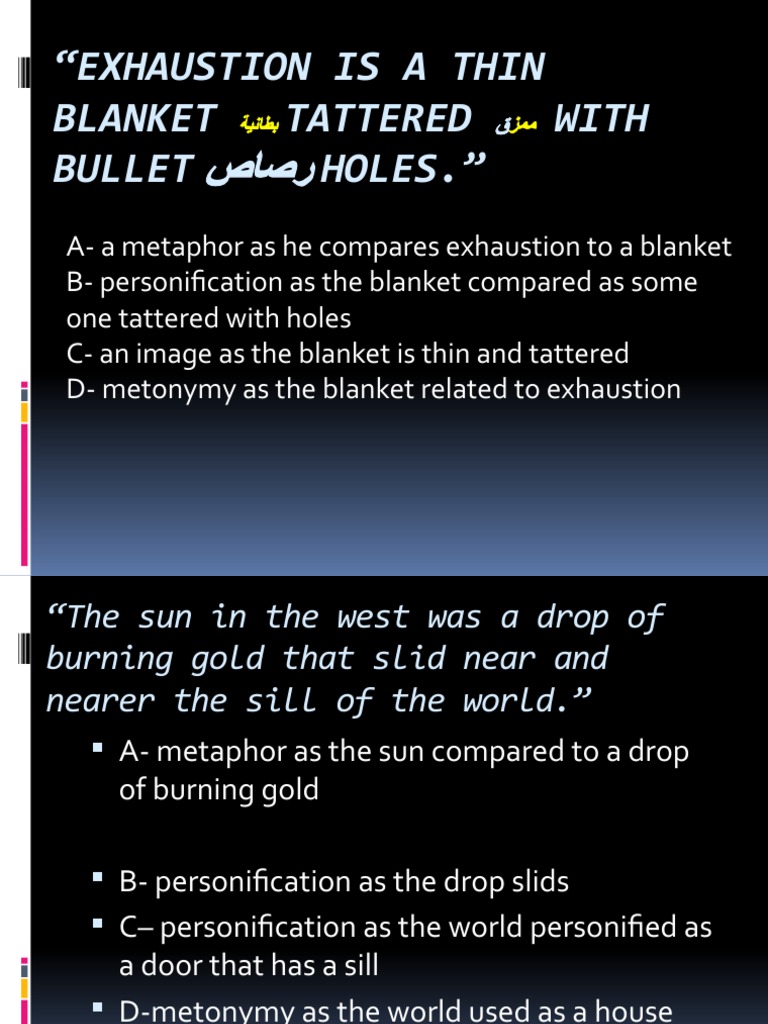 Exhaustion Is A Thin Blanket Tattered With Bullet Holes. PDF Metaphor